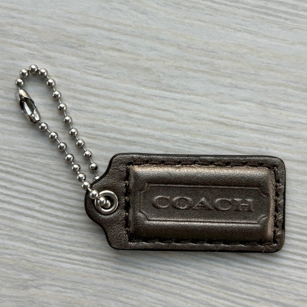 COACH 2" Replacement Hangtag/Bag Charm, Bronze/Dark Gold Smooth Leather Vintage